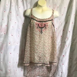 Sheer, embroidered tank top